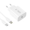 TECH-PROTECT NC20W 1-PORT NETWORK CHARGER PD 20W + LIGHTNING CABLE WHITE